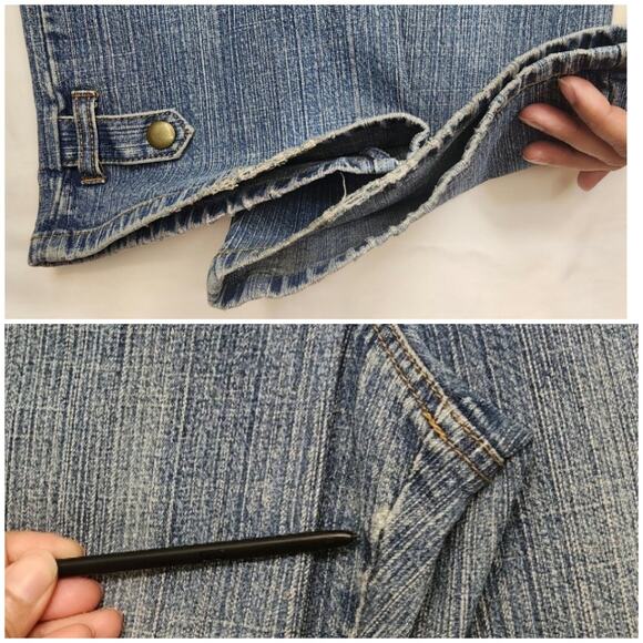 Ann Taylor LOFT Wide Leg Boot Leg Rodeo Jeans Buckle Hem, Size 8 - Picture 11 of 11